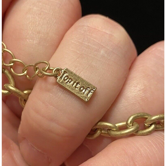 Gold Chain Necklace Hammered Finish Disks Dangles & Drops Boho Lux Style Choker - Picture 14 of 16